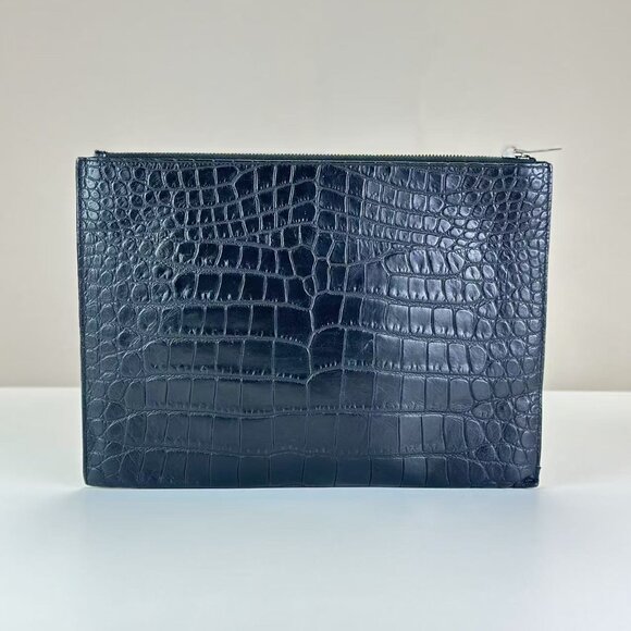 Yves Saint Laurent Black Crocodile Leather Clutch - Picture 2 of 7